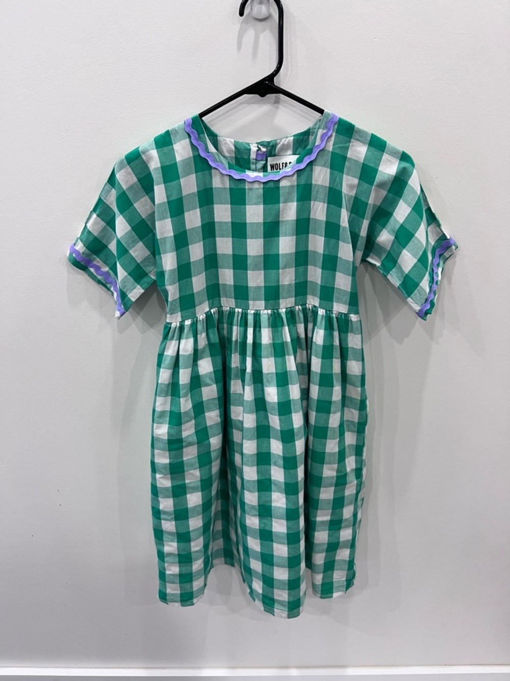 Wolf & Rita Silvia Vichy Dress Size 10 Green Gingham Cotton Designer Kids